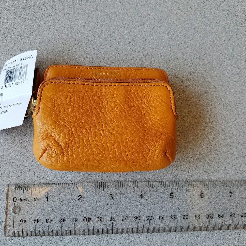Orange Spice Genuine Coach leather coin wallet